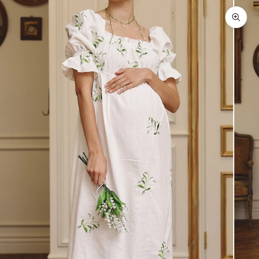 Lilly of the Valley Embroidered Floral Maternity Dress
